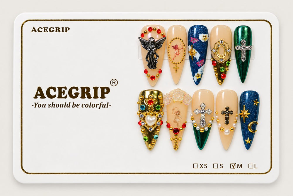 Gilded Relics - Ornate Charm Press-On Nails