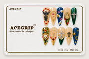 ACEGRIP Gilded Relics, style AN8008, complete 10-nail set on its presentation card