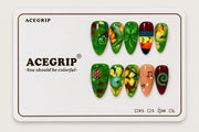 ACEGRIP Jade Ladybug, style AN8015, complete 10-nail set on its presentation card