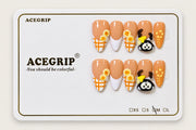 ACEGRIP Blush Checks, style AN8028, complete 10-nail set on its presentation card