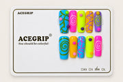 ACEGRIP Azure Spirals, style AN8034, complete 10-nail set on its presentation card
