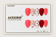 ACEGRIP Scarlet Petals, style AN8045, complete 10-nail set on its presentation card