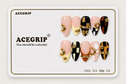 ACEGRIP Blush Check French, style AN8049, complete 10-nail set on its presentation card