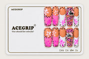 ACEGRIP Rose Blossoms, style AN8064, complete 10-nail set on its presentation card