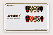 ACEGRIP Scarlet Diamond Checks, style AN8067, complete 10-nail set on its presentation card