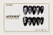 ACEGRIP Onyx Ghosts, style AN8084, complete 10-nail set on its presentation card