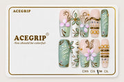 ACEGRIP Mint Petals, style AN8089, complete 10-nail set on its presentation card