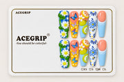 ACEGRIP Azure Bloom, style AN8090, complete 10-nail set on its presentation card