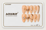 ACEGRIP Blush Blossoms, style AN8105, complete 10-nail set on its presentation card