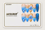 ACEGRIP Azure Blossoms, style AN8118, complete 10-nail set on its presentation card