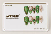 ACEGRIP Jade Starlight, style BF4001, complete 10-nail set on its presentation card