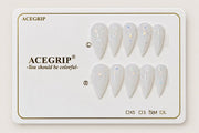 ACEGRIP Ivory Gleam, style BF4009, complete 10-nail set on its presentation card