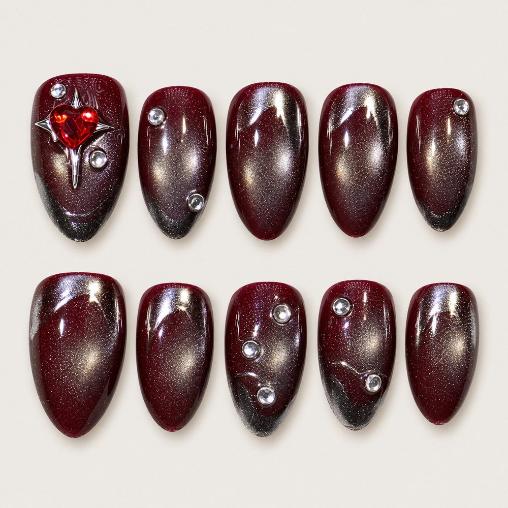 Scarlet Gleam - Red Heart Press-On Nails