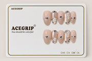 ACEGRIP Blush French Petals, style BF4015, complete 10-nail set on its presentation card