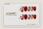 ACEGRIP Scarlet Bloom, style BF4016, complete 10-nail set on its presentation card