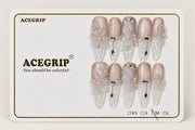 ACEGRIP Cream Petals, style BF4024, complete 10-nail set on its presentation card