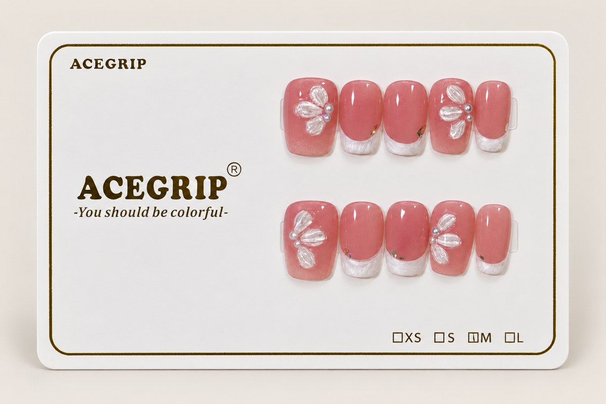 ACEGRIP Rose Contours, style BF4026, complete 10-nail set on its presentation card