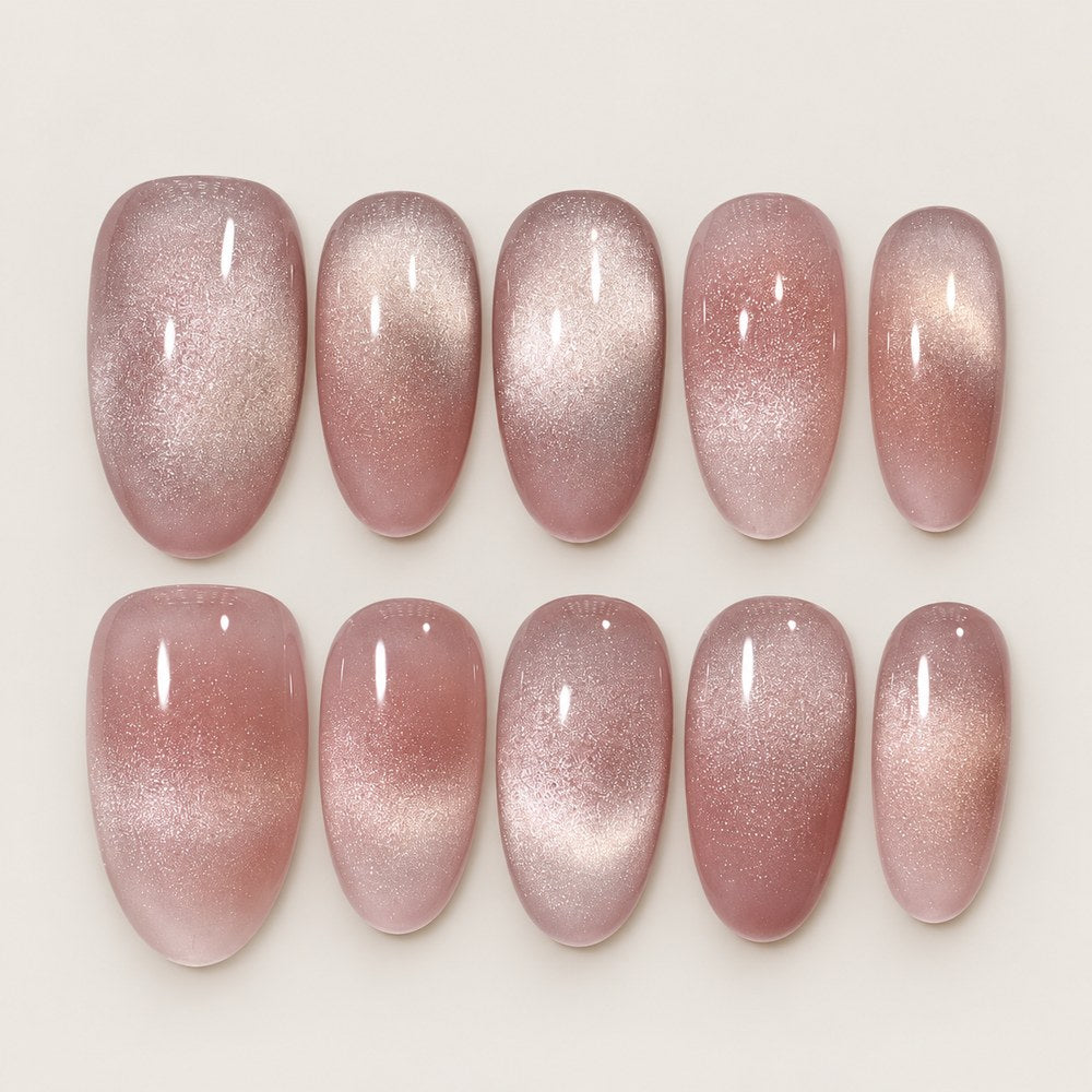 ACEGRIP Rose Gleam Fade press-on nails in pink, with a shimmering finish, style BF4027