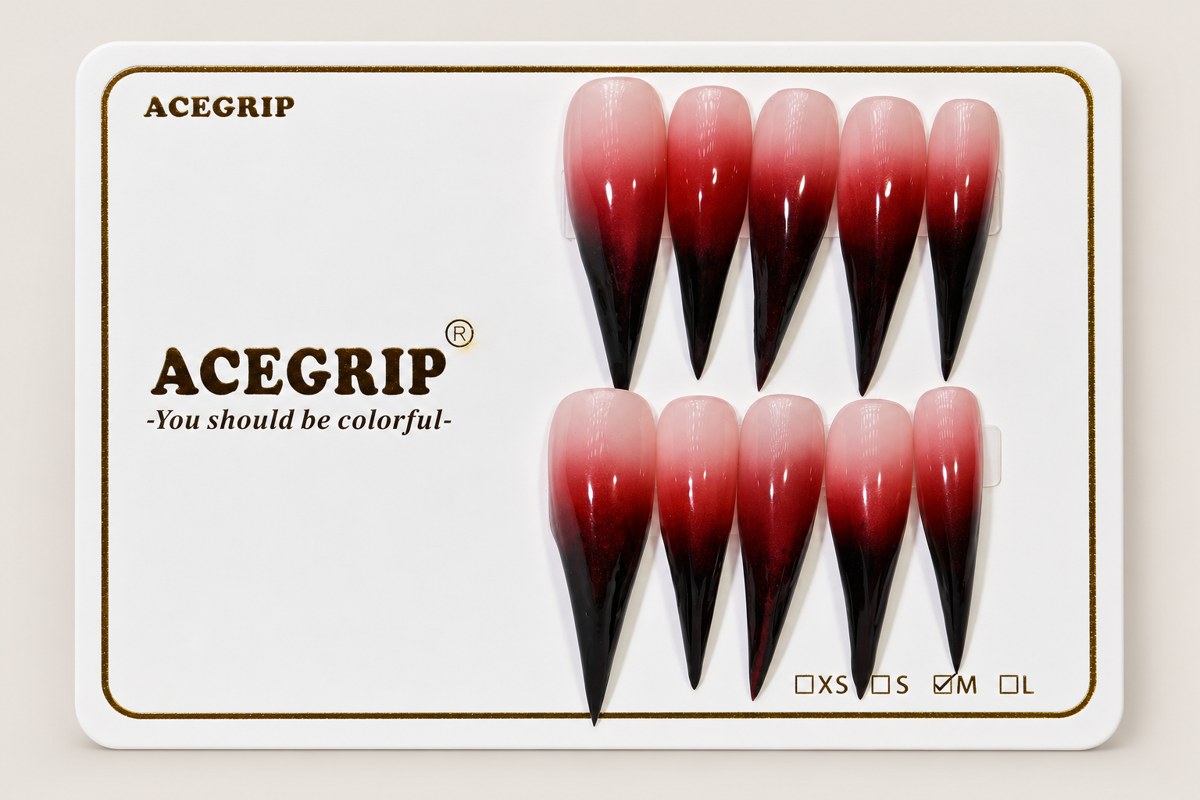 ACEGRIP Rose Haze, style BF4031, complete 10-nail set on its presentation card