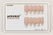 ACEGRIP Blush French Pearls, style BF4033, complete 10-nail set on its presentation card