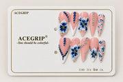 ACEGRIP Rose Petal French, style BF4038, complete 10-nail set on its presentation card