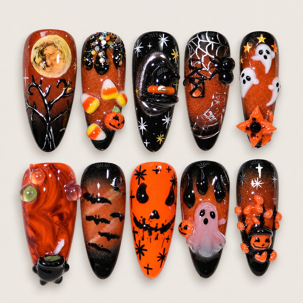 橙色万圣节与南瓜穿戴甲 - Clementine Haunt Pumpkin