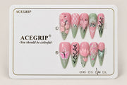 ACEGRIP Rose Petal Checks, style BF4059, complete 10-nail set on its presentation card