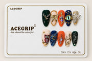 ACEGRIP Jade Jewels, style CL1201, complete 10-nail set on its presentation card