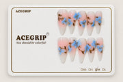 ACEGRIP Blush Petal Branches, style CL12038, complete 10-nail set on its presentation card