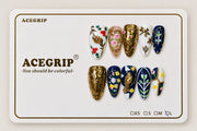 ACEGRIP Ivory Blossoms, style CL1212, complete 10-nail set on its presentation card