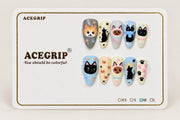 ACEGRIP Smoke Cat Café, style CL1226, complete 10-nail set on its presentation card