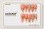 ACEGRIP Rose Bow Loops, style DC6002, complete 10-nail set on its presentation card