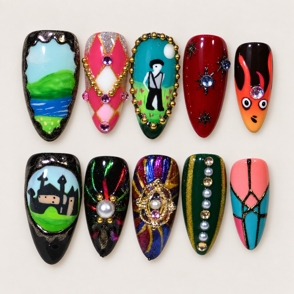 Onyx Scenes - Black Scenery & Ornamental Press-On Nails