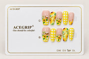 ACEGRIP Blush Sunflowers, style DC6010, complete 10-nail set on its presentation card