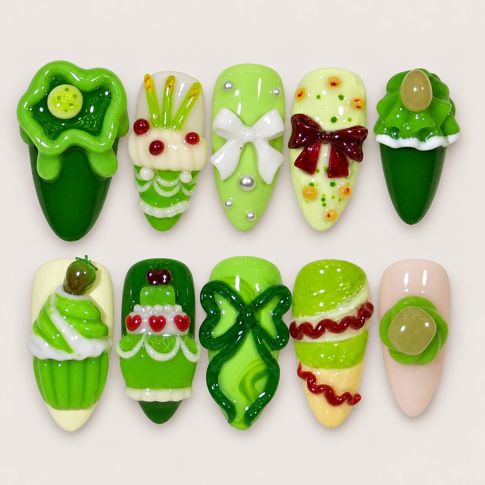 Jade Candy - Green Dessert & Fruit Press-On Nails