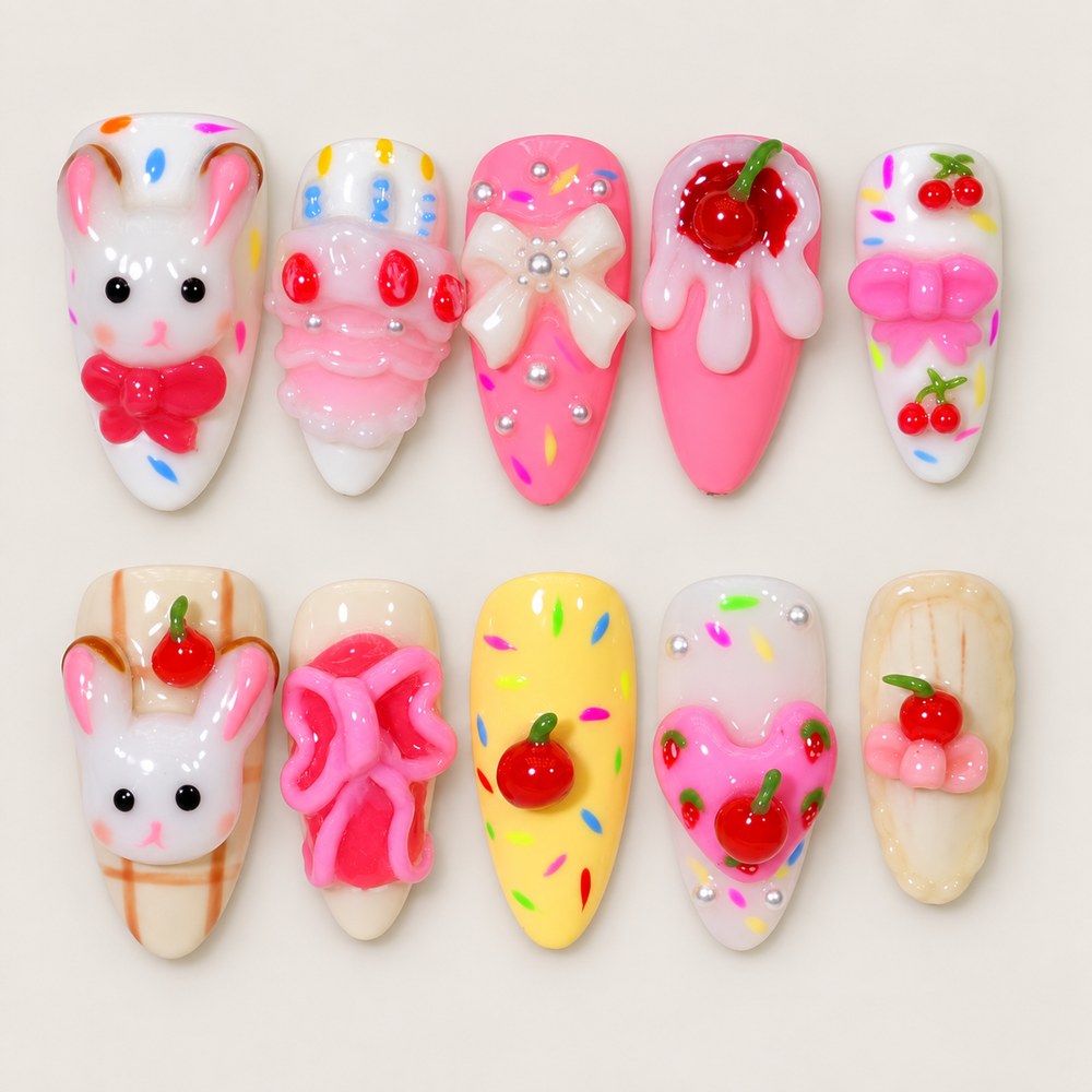 Rose Confections - Pink Dessert & Berry Press-On Nails
