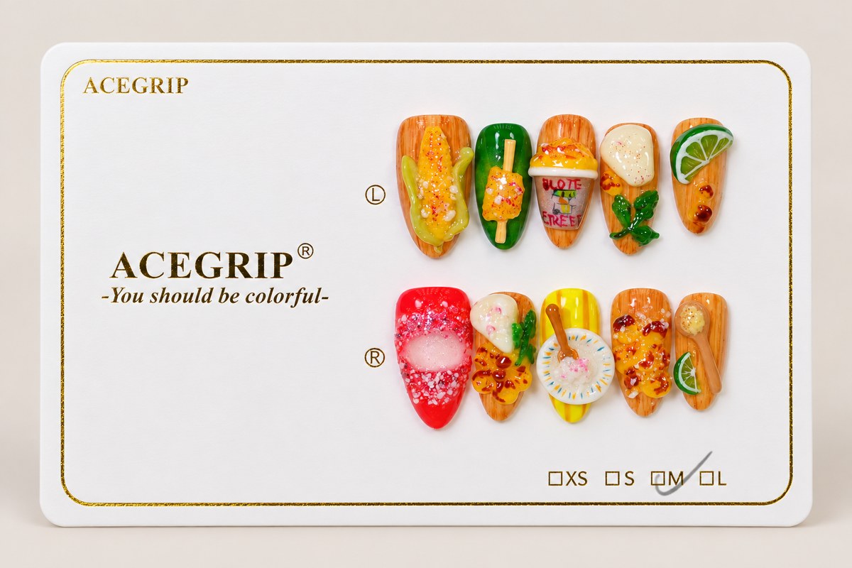 ACEGRIP Clementine Diner, style DC6016, complete 10-nail set on its presentation card