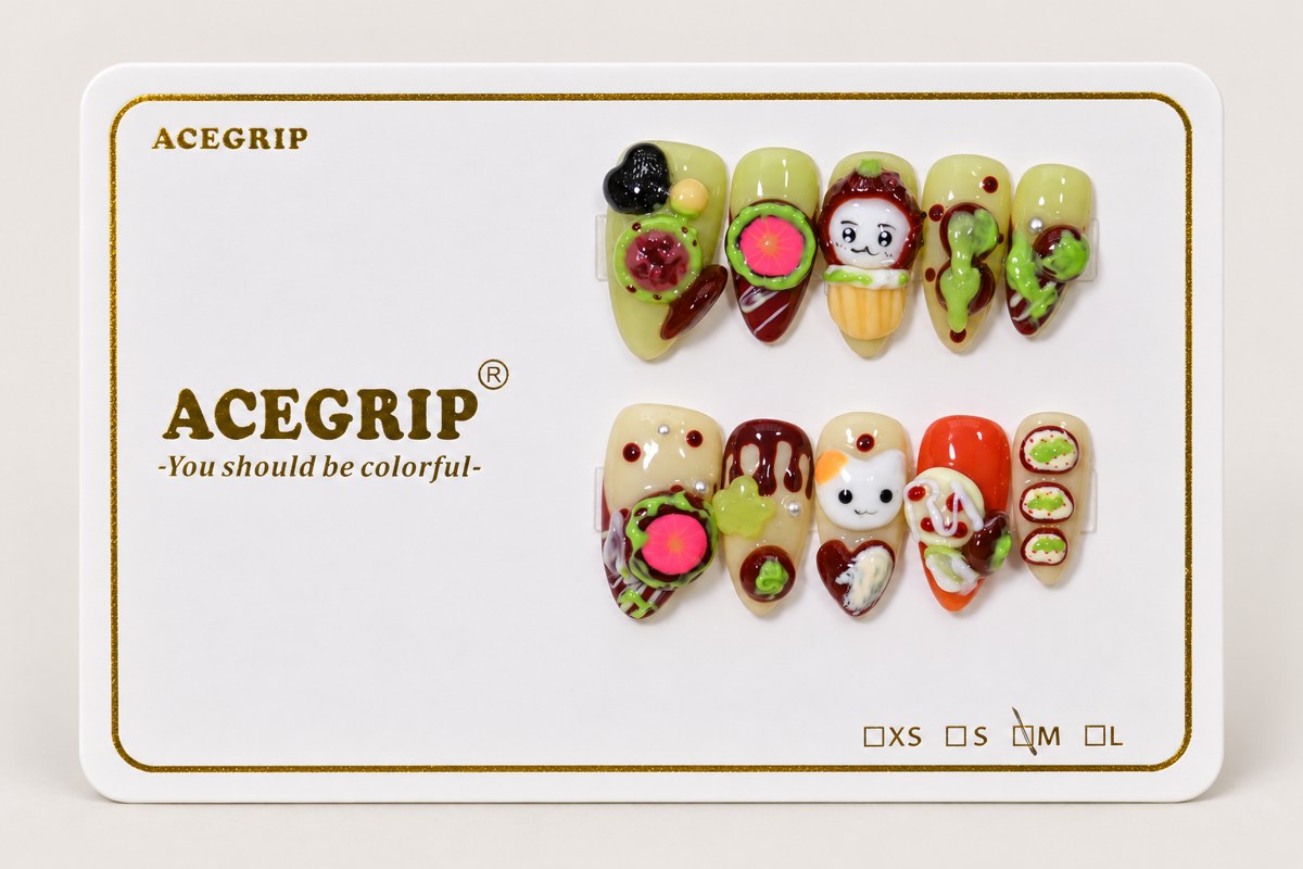 ACEGRIP Lime Diner, style DC6019, complete 10-nail set on its presentation card