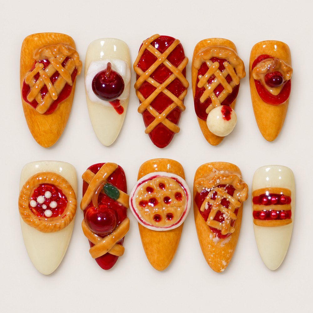 Clementine Patisserie - Orange Pastry & Berry Press-On Nails