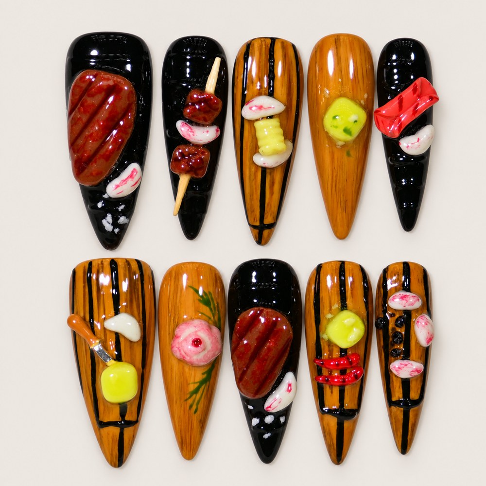Onyx Fruit Market - Black Fruit & Drink Press-On Nails