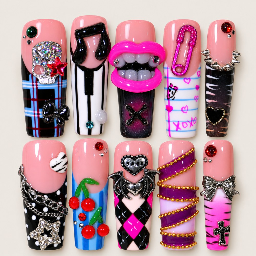 Rose Backstage - Pink Music & Lip Press-On Nails