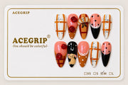 ACEGRIP Blush Check Companions, style DC6047, complete 10-nail set on its presentation card