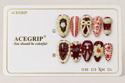 ACEGRIP Scarlet Cameo, style DC6048, complete 10-nail set on its presentation card
