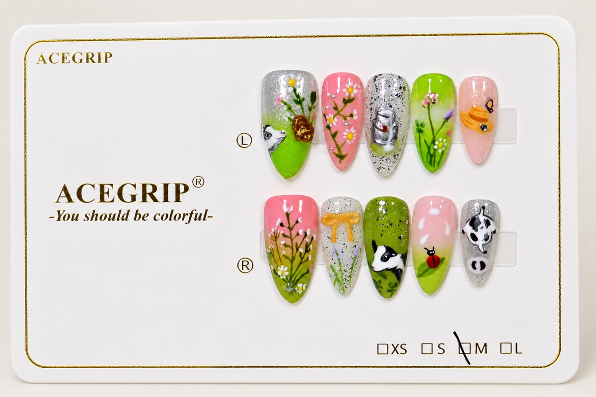 ACEGRIP Jade Garden, style DC6064, complete 10-nail set on its presentation card