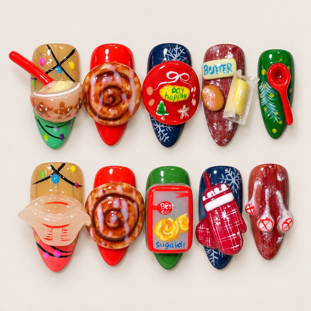 Scarlet Refreshments - Red Drink & Miniature Food Press-On Nails