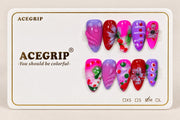 ACEGRIP Rose Petal Cherry, style DX7014, complete 10-nail set on its presentation card