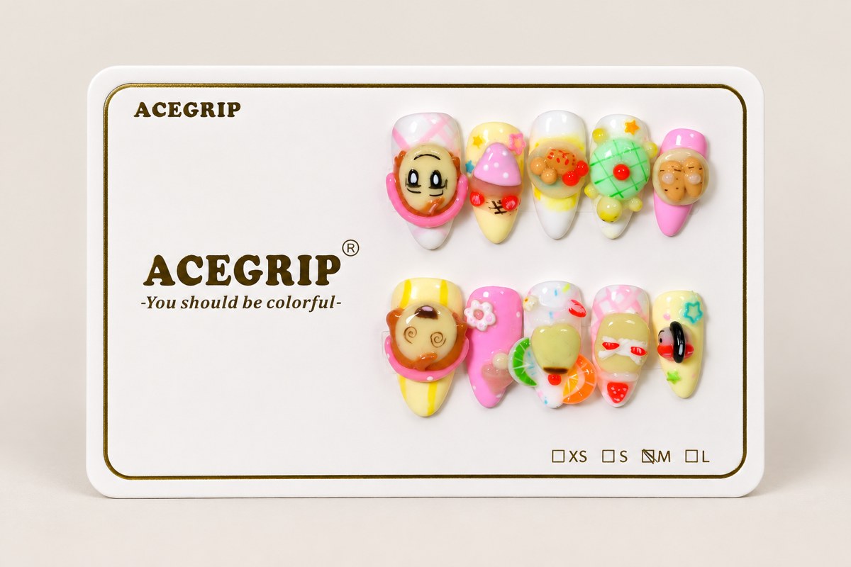 ACEGRIP Rose Expressions Fruit Market, style DX7025, complete 10-nail set on its presentation card