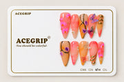 ACEGRIP Rose Butterfly Leaves, style DX7040, complete 10-nail set on its presentation card
