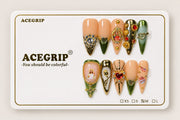 ACEGRIP Blush Medallion, style DX7041, complete 10-nail set on its presentation card