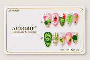 ACEGRIP Rose Clover Berry, style DX7049, complete 10-nail set on its presentation card